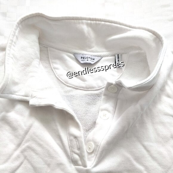 Peloton Polo Sweatshirt Pullover in White with Checkered Graphic Back - Picture 7 of 7